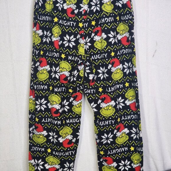 MJC Intl Dr. Seuss Black Green Red Grinch Naughty Poly Fleece Sleep Pants Size M - Picture 14 of 16